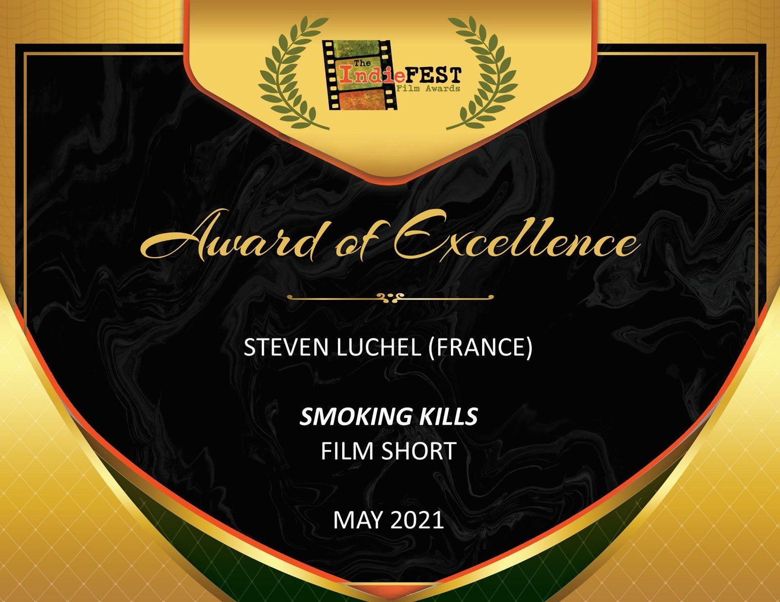Certificat IndieFEST Award of Excellence - Film Short